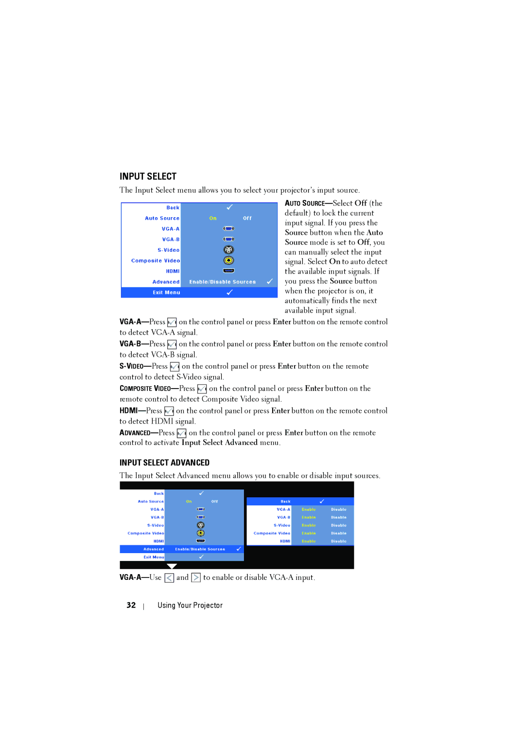 Dell 1610HD manual Input Select 