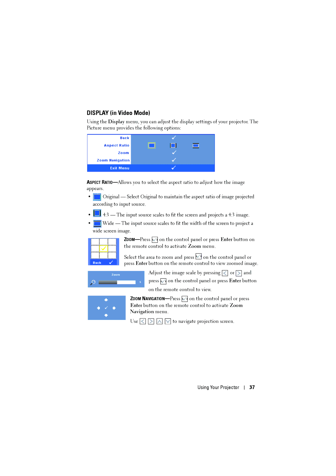 Dell 1610HD manual Display in Video Mode 