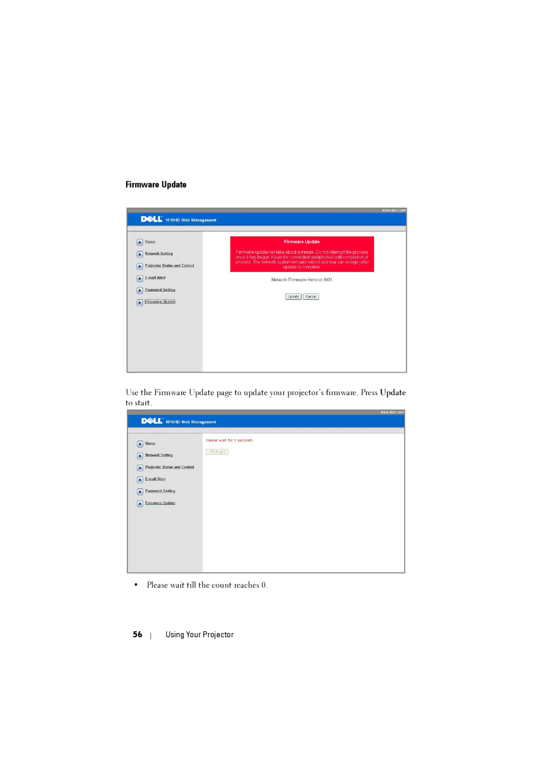 Dell 1610HD manual Firmware Update 