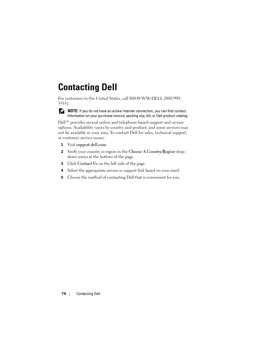 Dell 1610HD manual Contacting Dell 