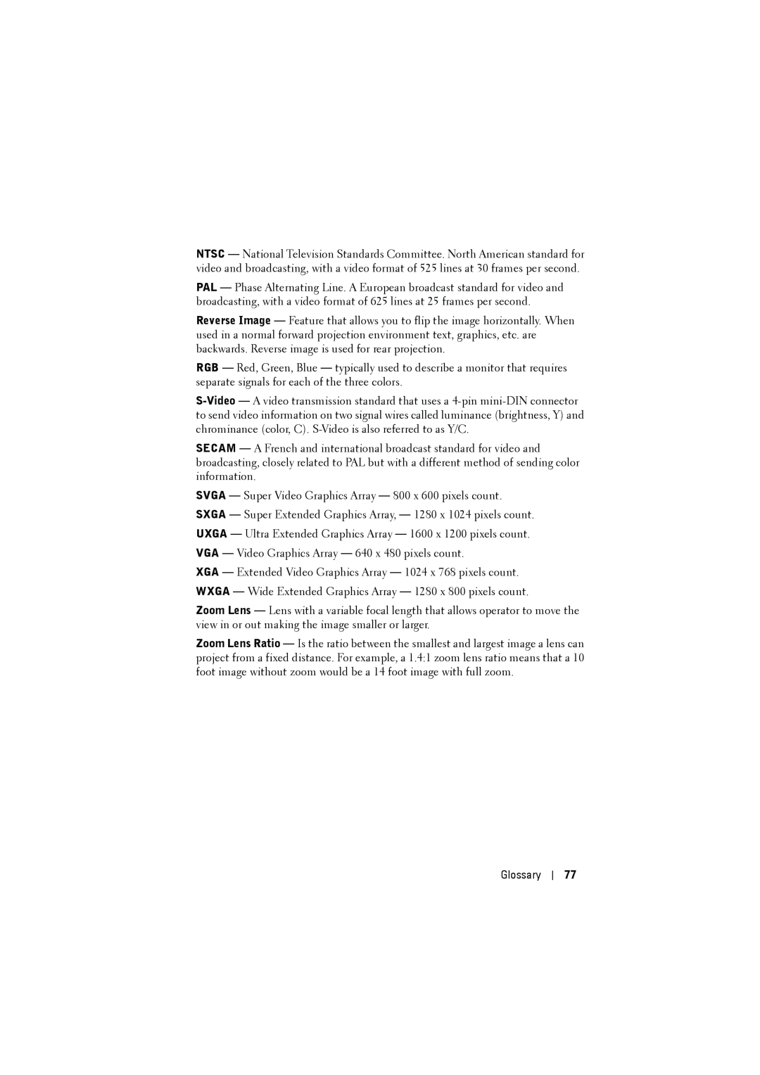 Dell 1610HD manual Glossary 