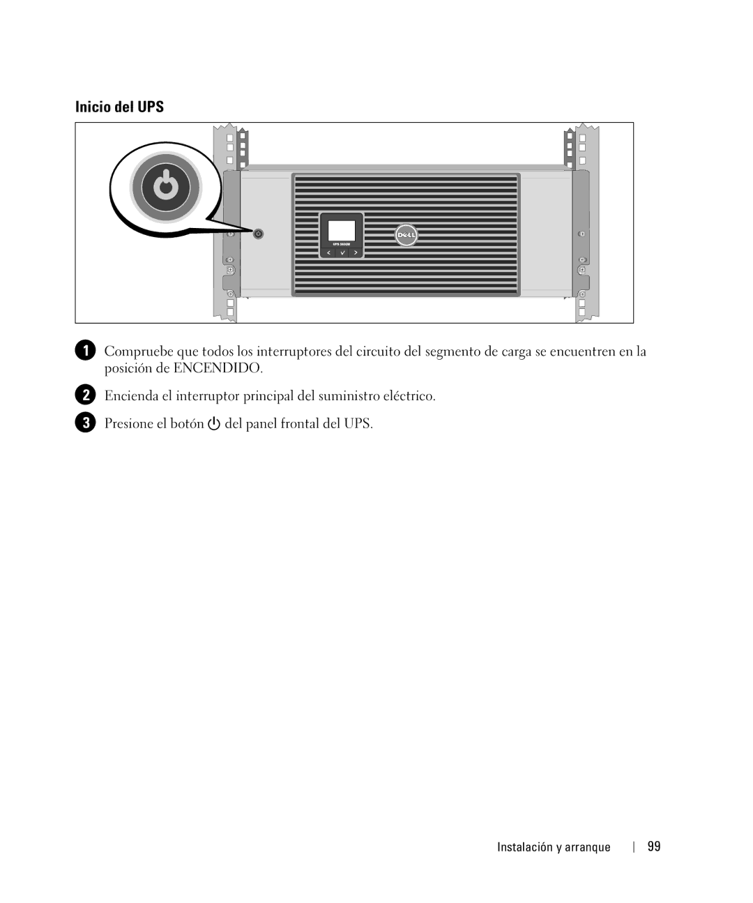 Dell 1642018871 manual Inicio del UPS 