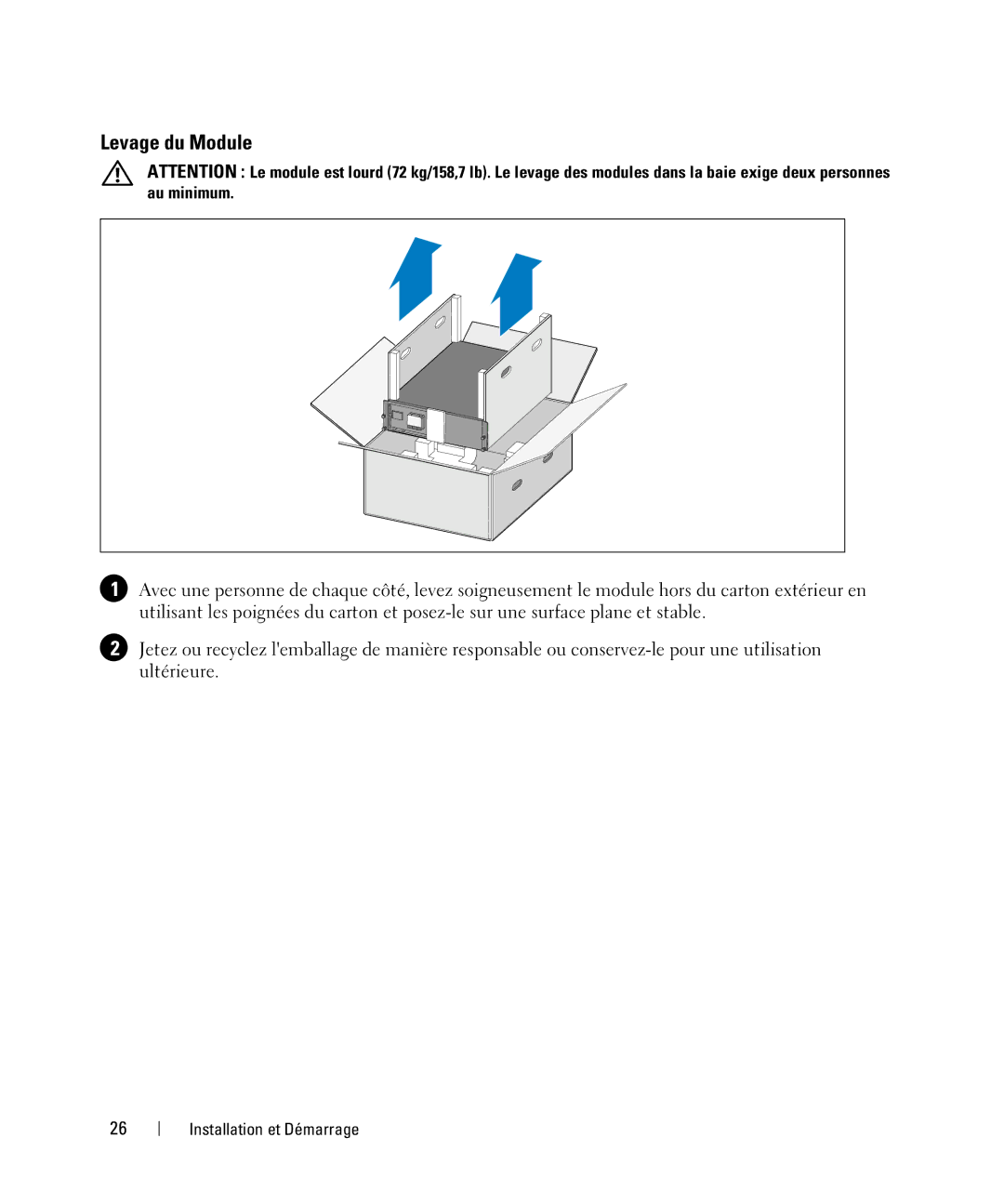 Dell 1642018871 manual Levage du Module 