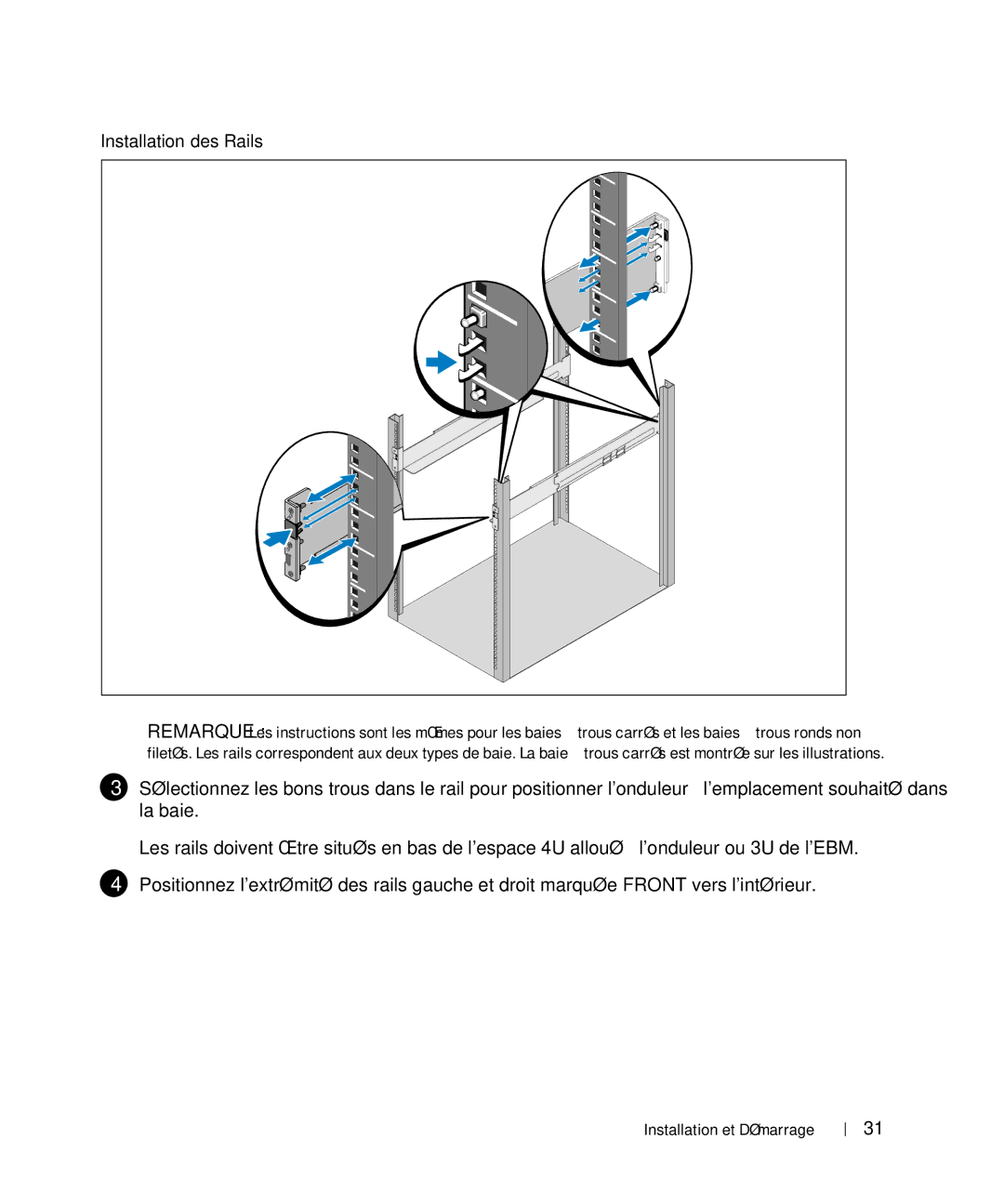 Dell 1642018871 manual Installation des Rails 