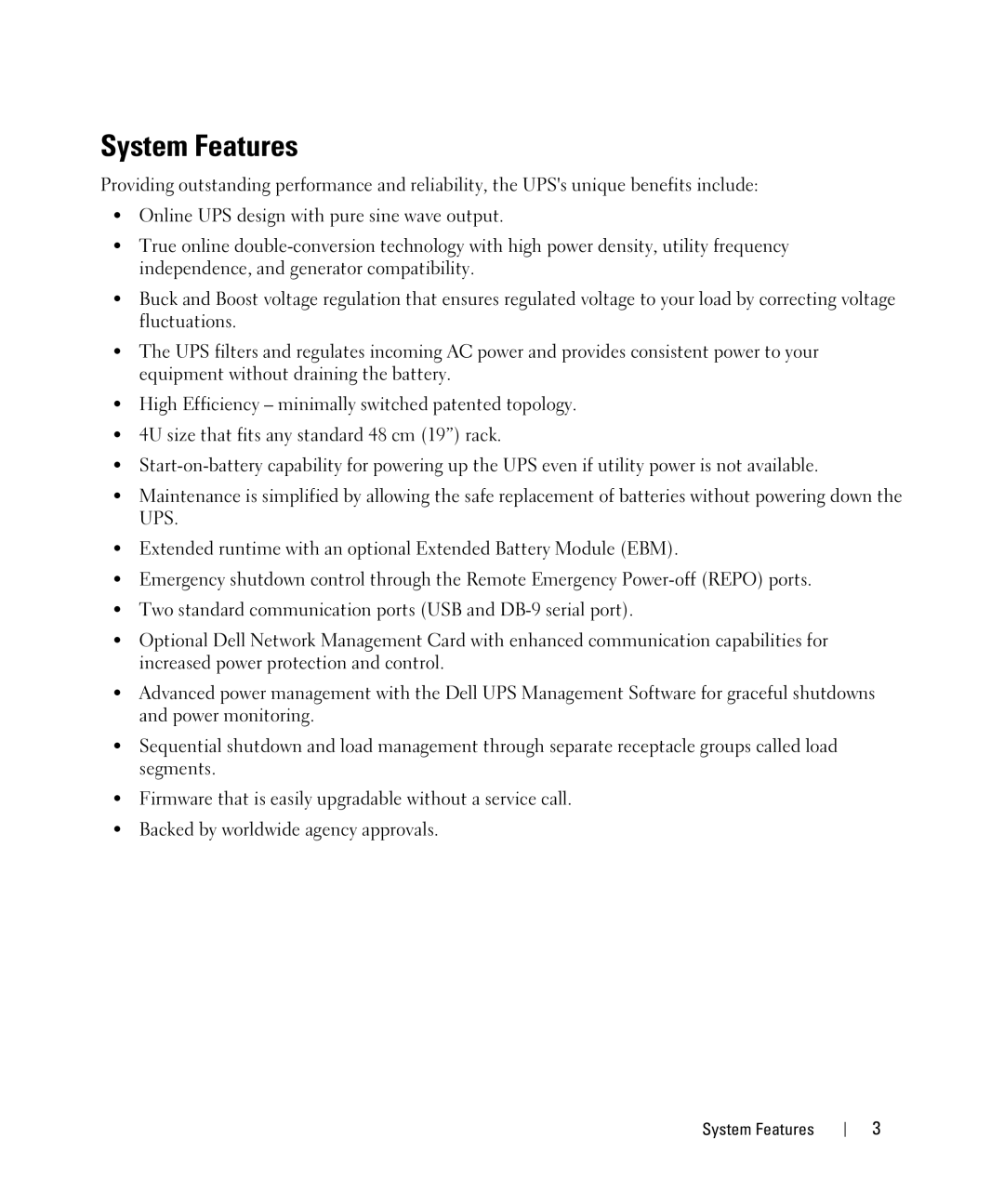 Dell 1642018871 manual System Features 