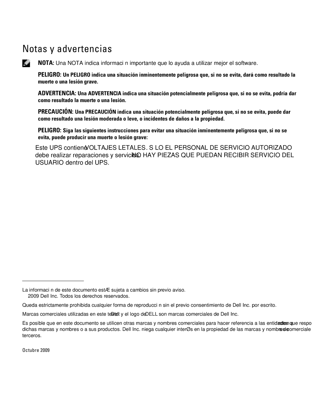 Dell 1642018871 manual Notas y advertencias 