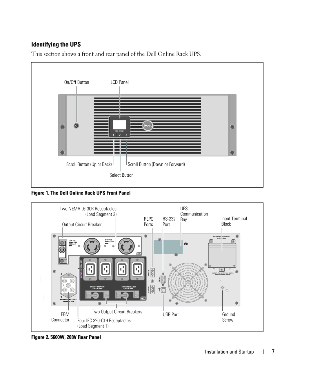 Dell 1642018871 manual Identifying the UPS, Ebm 