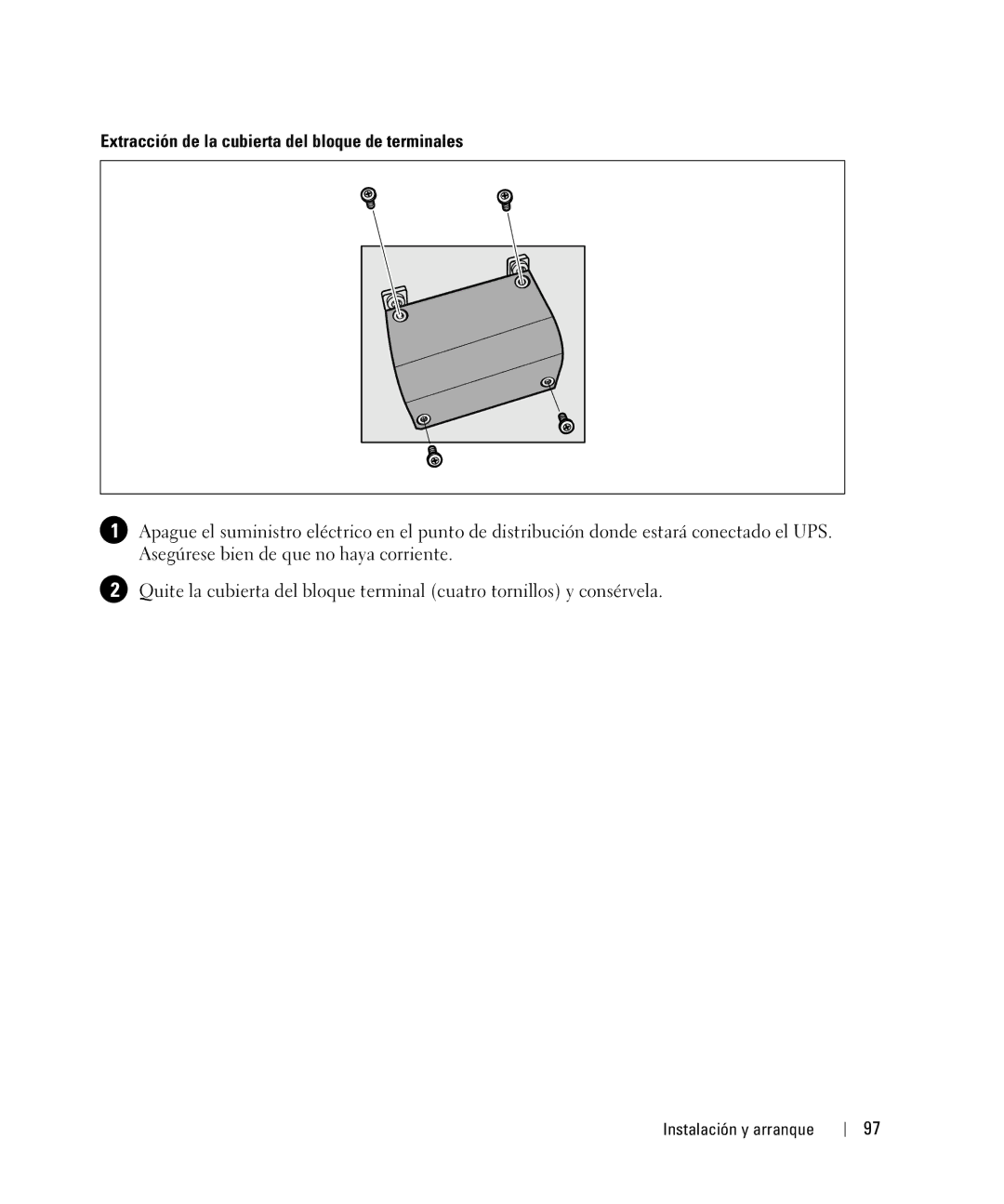 Dell 1642018871 manual Extracción de la cubierta del bloque de terminales 