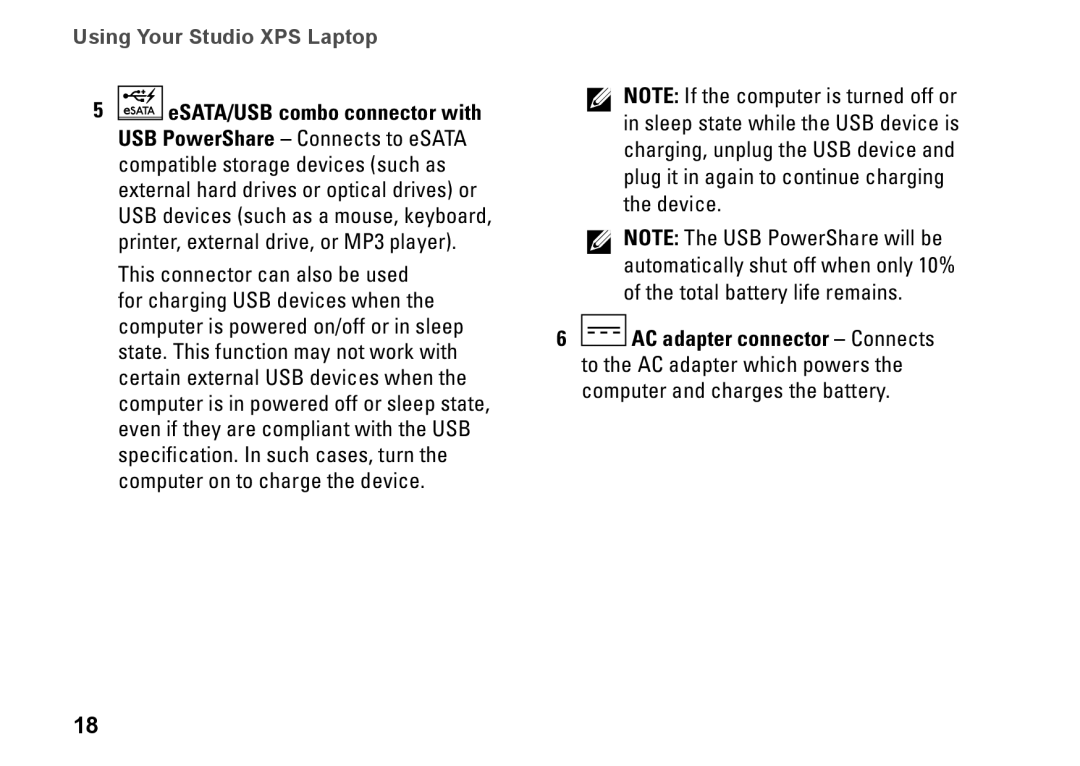 Dell 1645, 1647, PF42Y, PP35L setup guide Using Your Studio XPS Laptop 