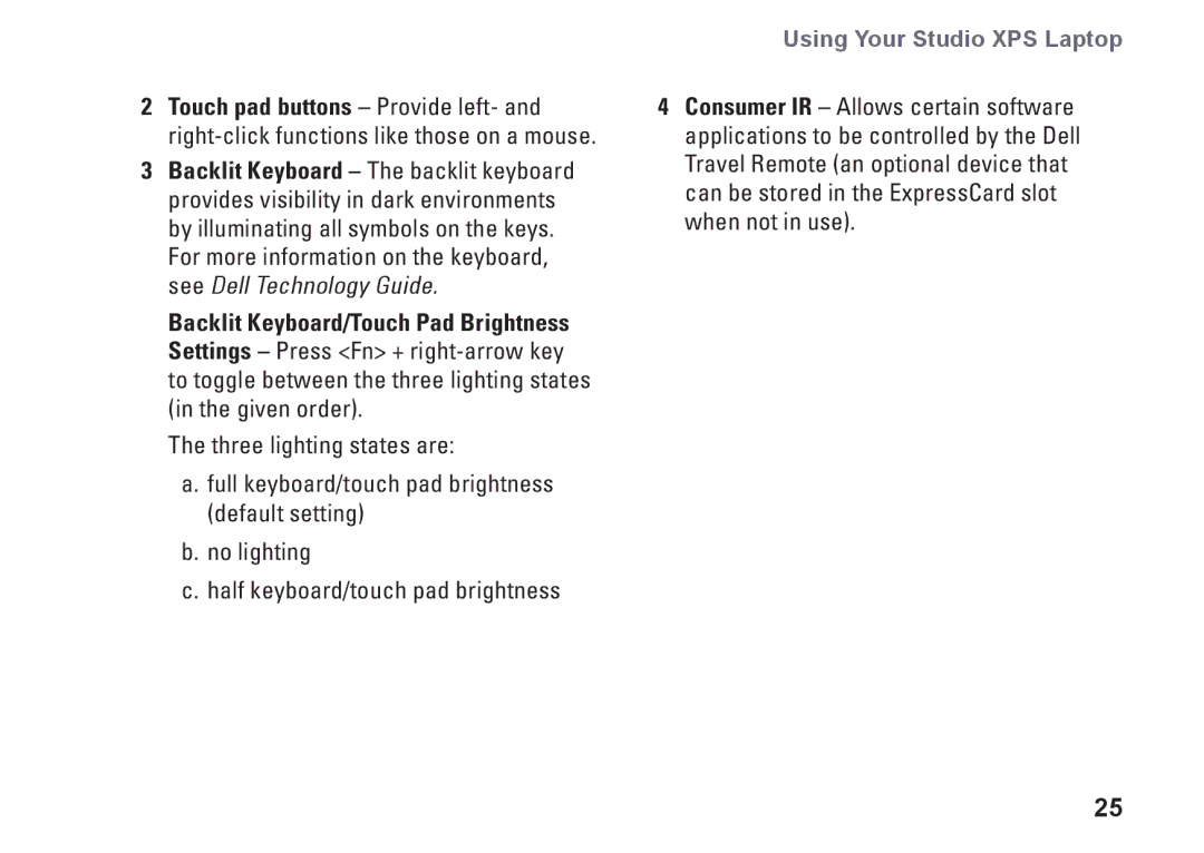 Dell PP35L, 1645, 1647, PF42Y setup guide Using Your Studio XPS Laptop 