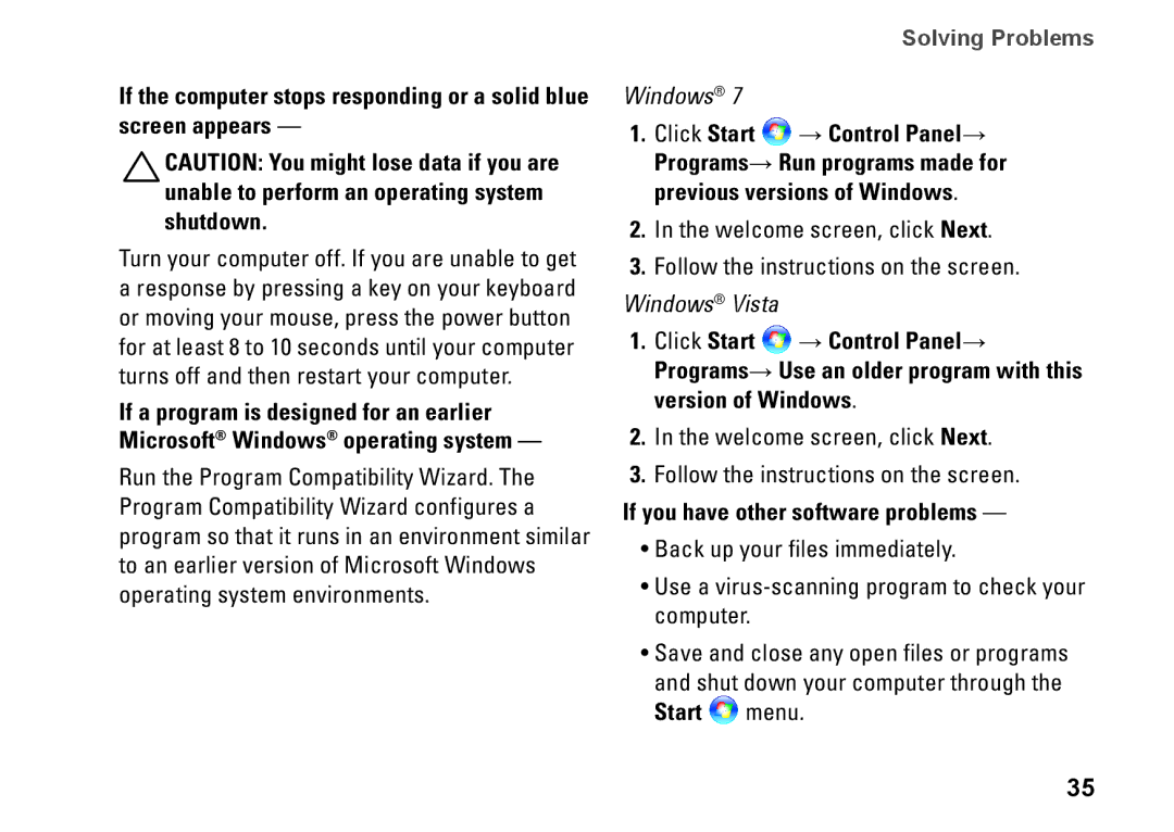 Dell 1647, 1645, PF42Y, PP35L setup guide If you have other software problems 