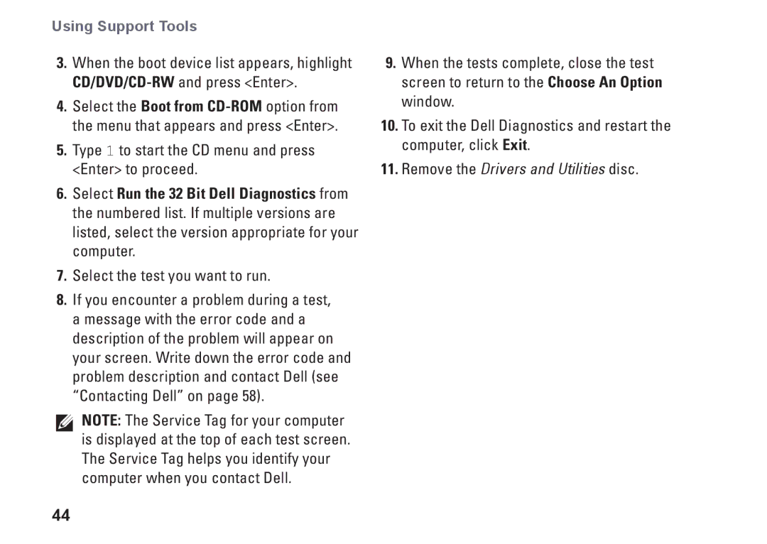 Dell PF42Y, 1645, 1647, PP35L setup guide Type 1 to start the CD menu and press Enter to proceed 