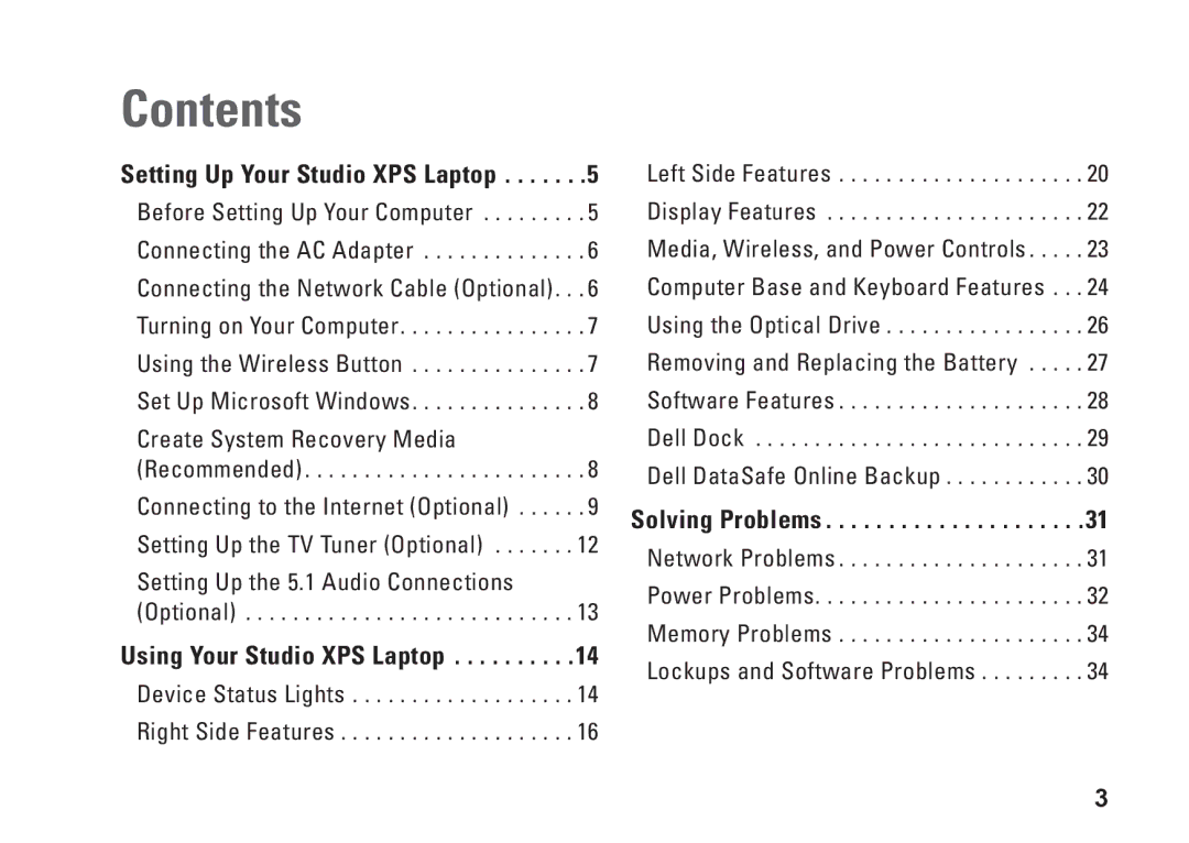 Dell 1647, 1645, PF42Y, PP35L setup guide Contents 