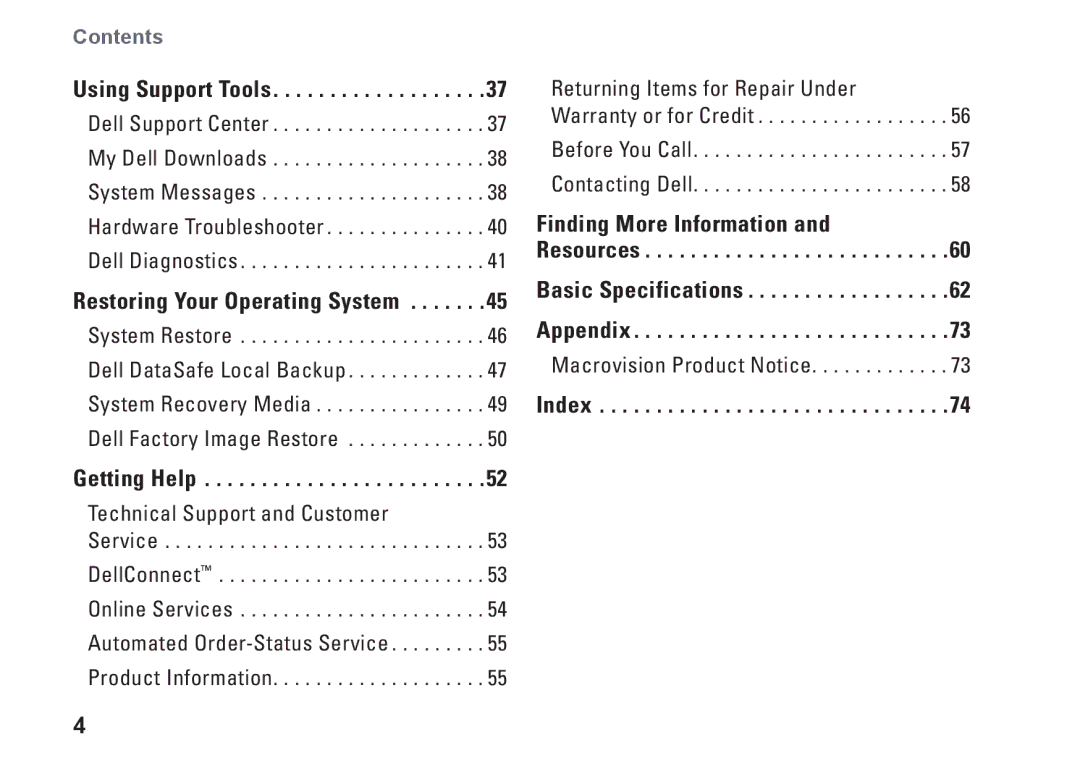 Dell PF42Y, 1645, 1647, PP35L setup guide Index 