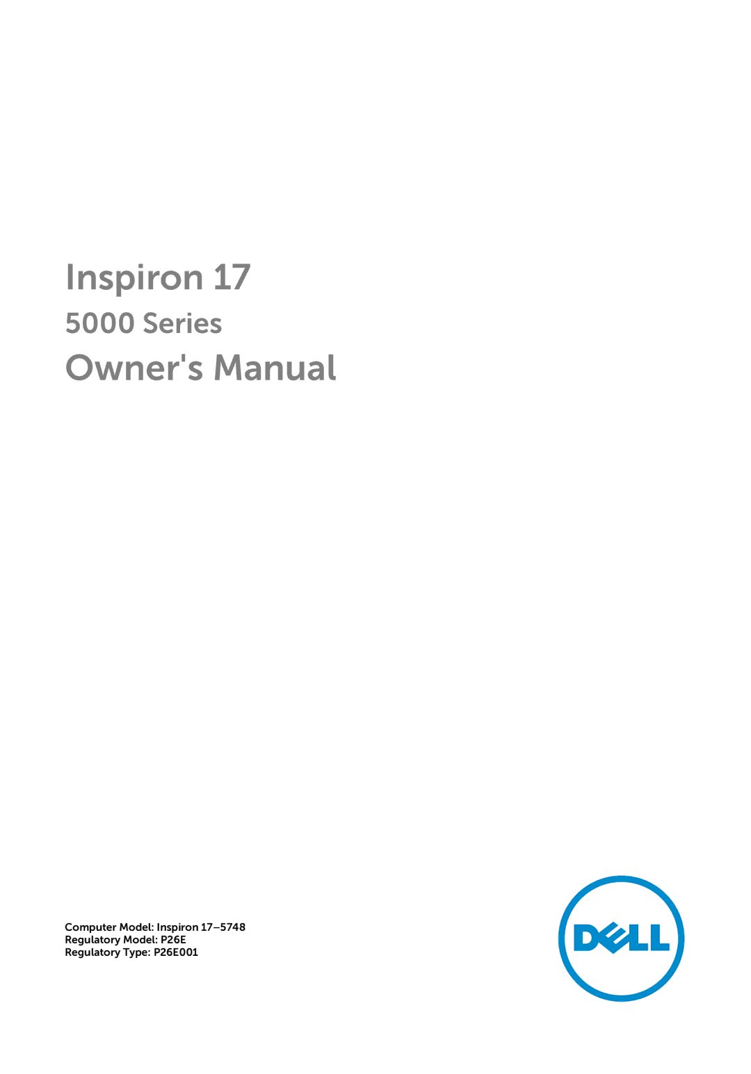 Dell 9264, 17-5748, P264001 owner manual Inspiron 