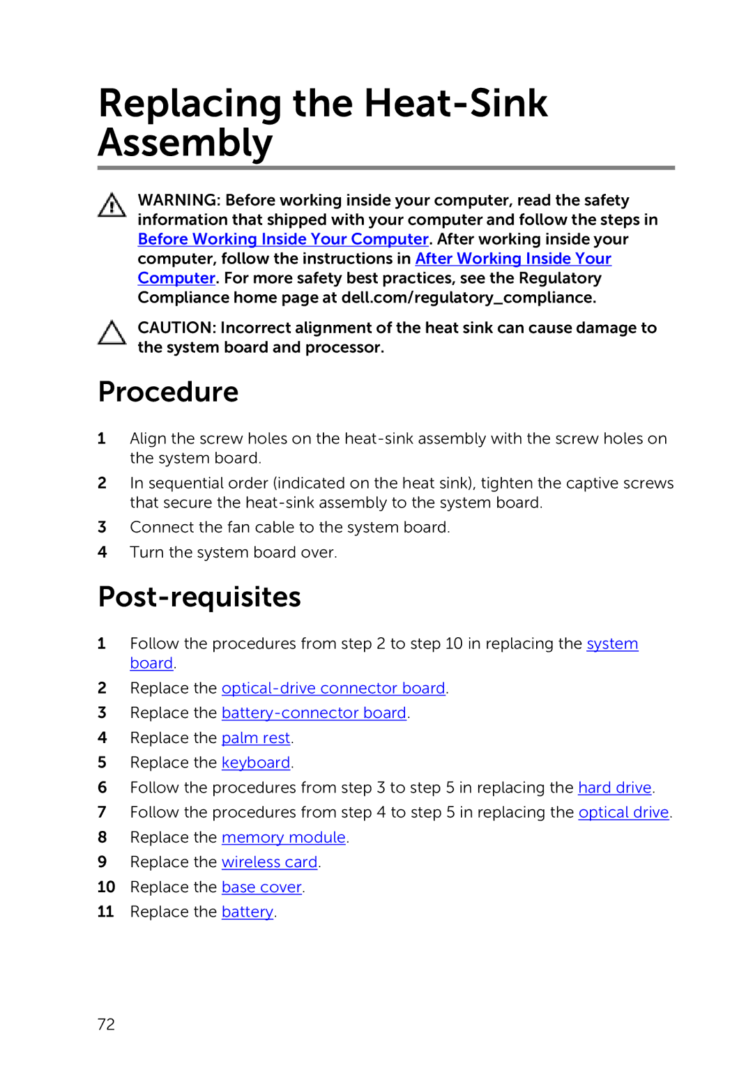 Dell 17-5748, 9264, P264001 owner manual Replacing the Heat-Sink Assembly 