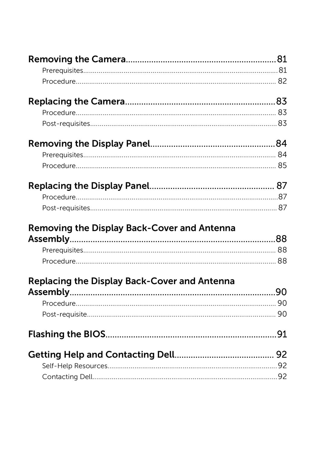 Dell P264001, 17-5748, 9264 owner manual Removing the Camera 