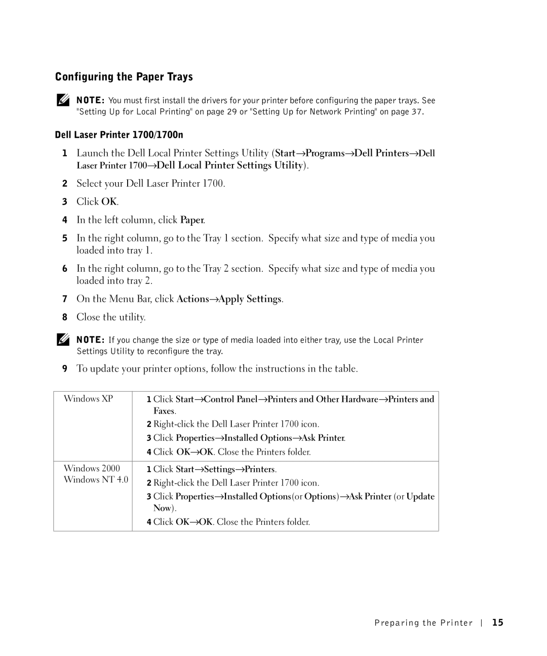 Dell 1700N owner manual Configuring the Paper Trays, Dell Laser Printer 1700/1700n 
