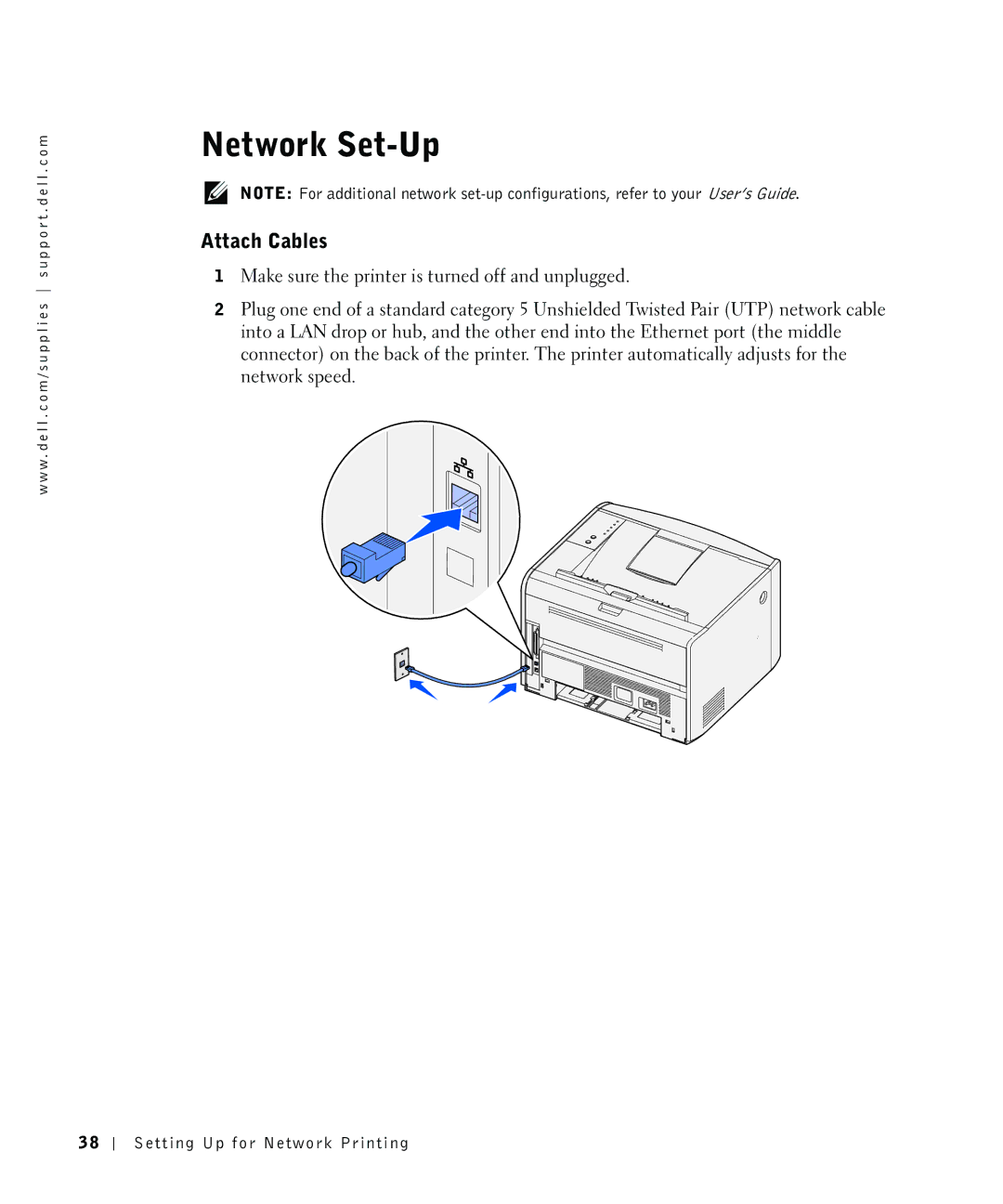 Dell 1700N owner manual Network Set-Up, Attach Cables 