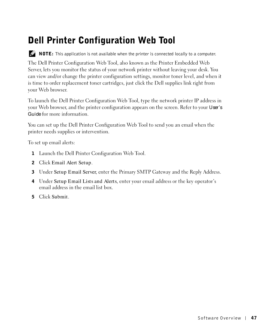 Dell 1700N owner manual Dell Printer Configuration Web Tool 