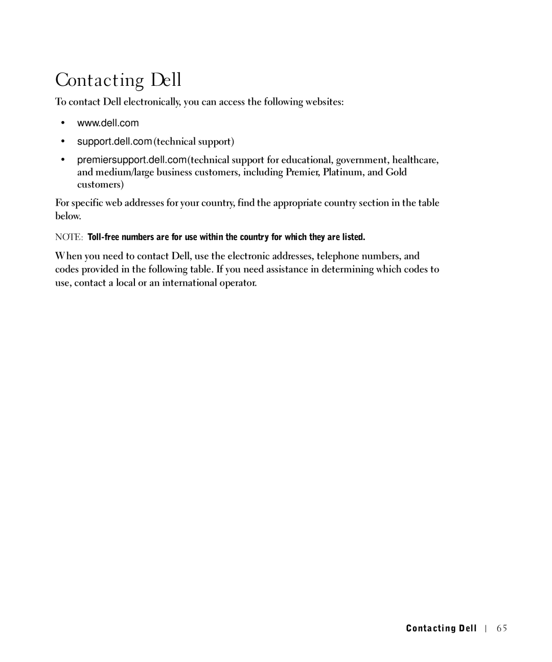 Dell 1700N owner manual Contacting Dell 