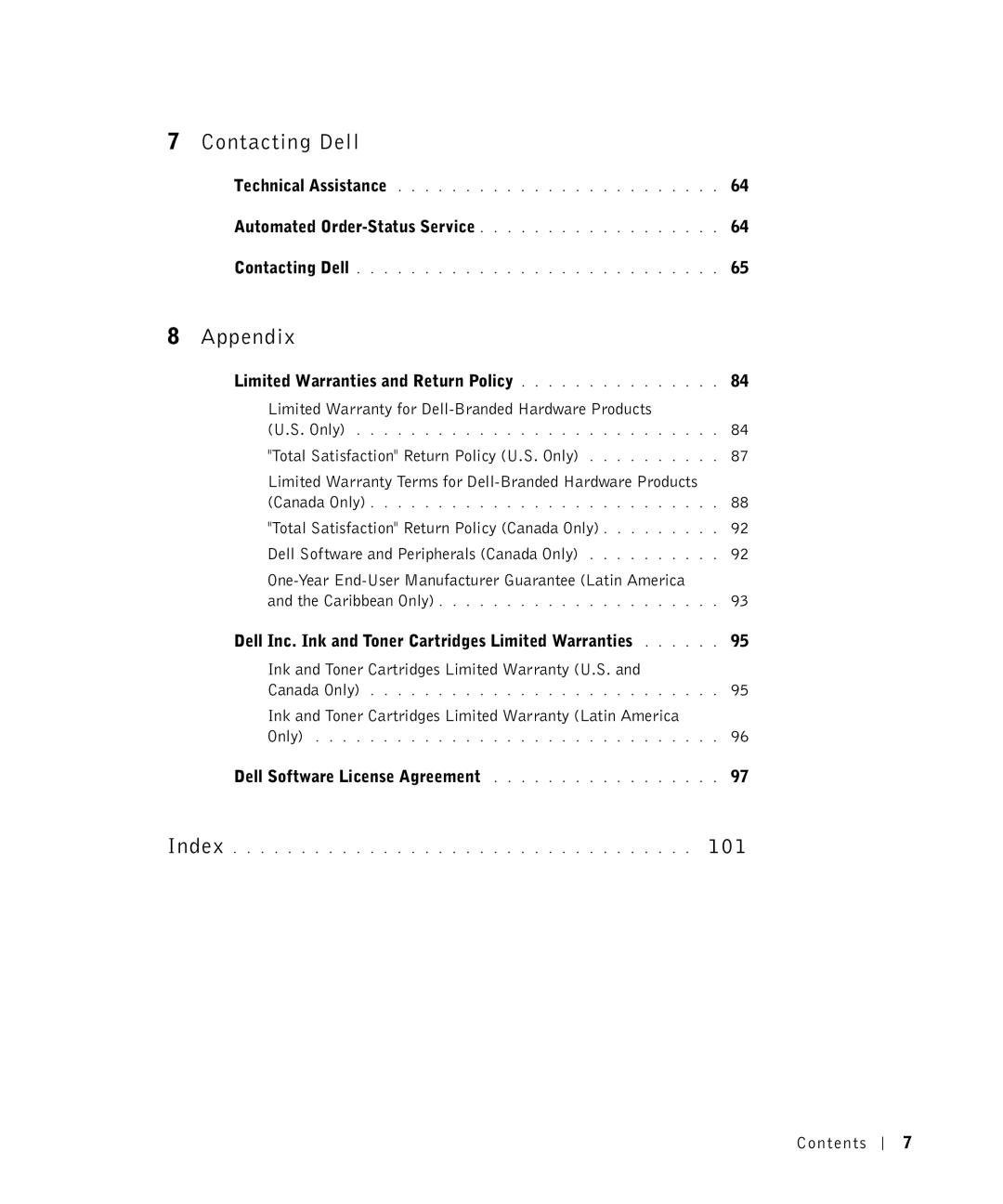 Dell 1700N owner manual Contacting Dell 