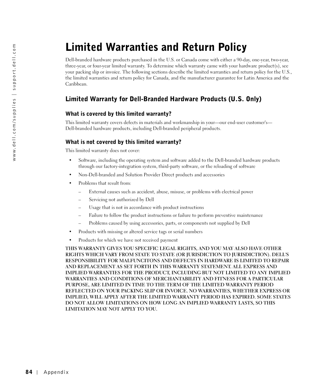 Dell 1700N owner manual Limited Warranties and Return Policy, What is covered by this limited warranty? 