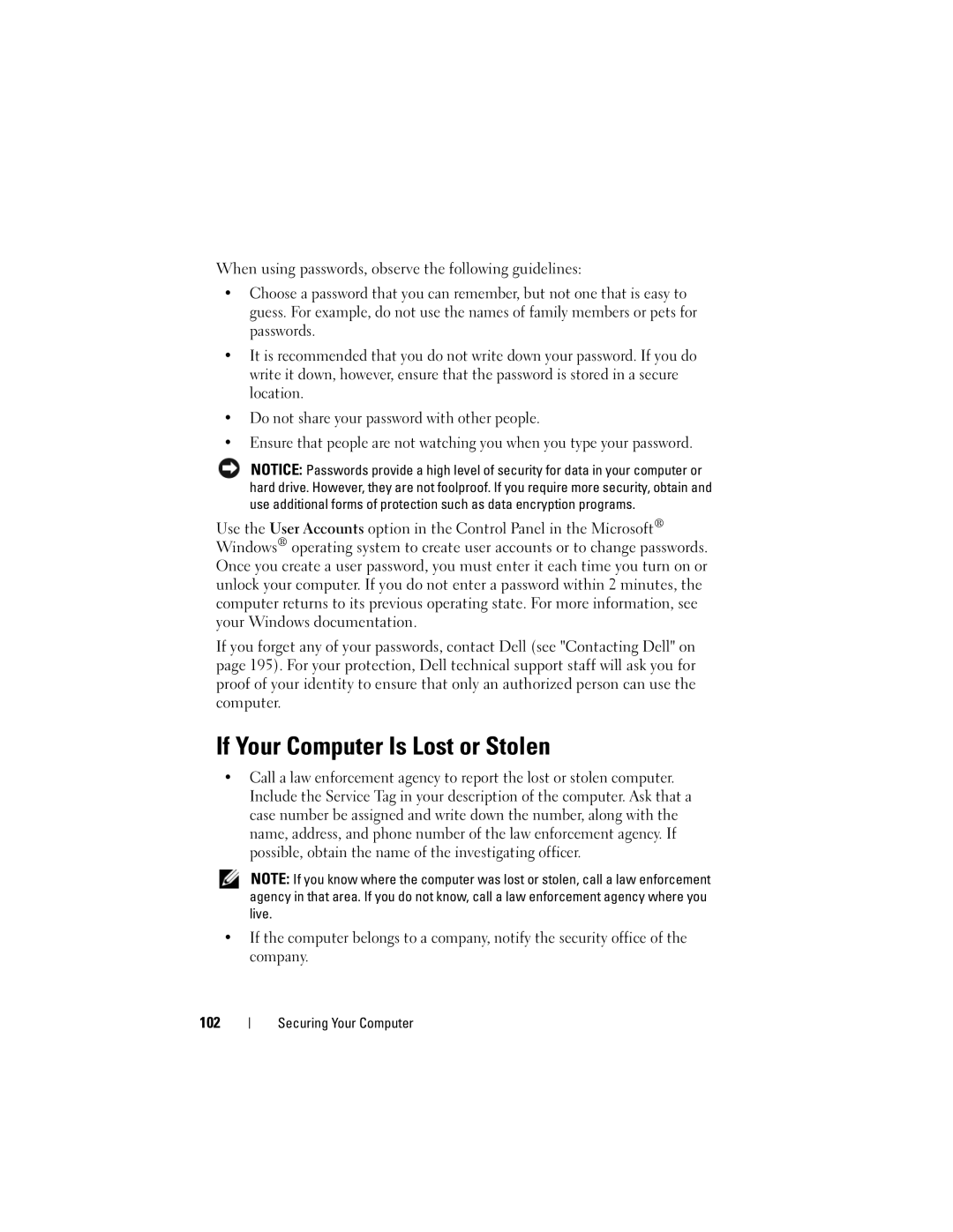 Dell 1700 manual If Your Computer Is Lost or Stolen 