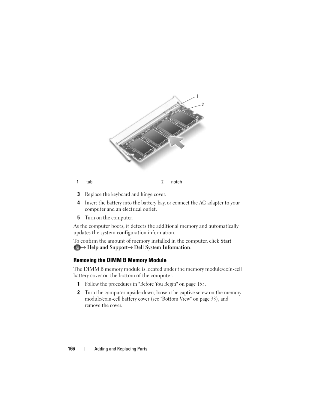 Dell 1700 manual Removing the Dimm B Memory Module 