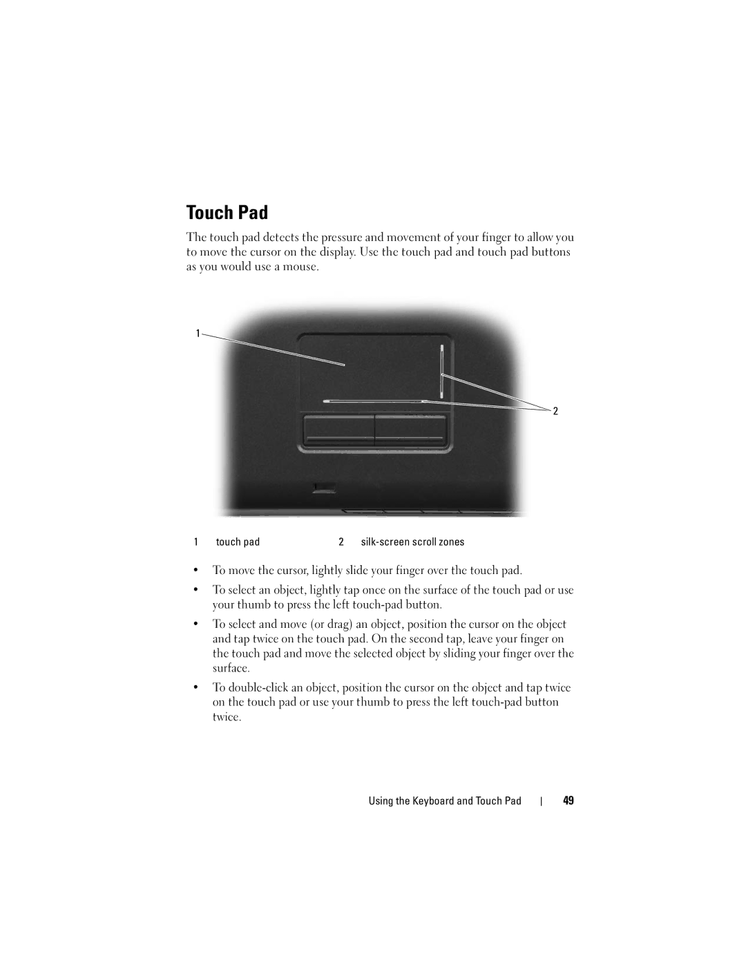 Dell 1700 manual Touch Pad 