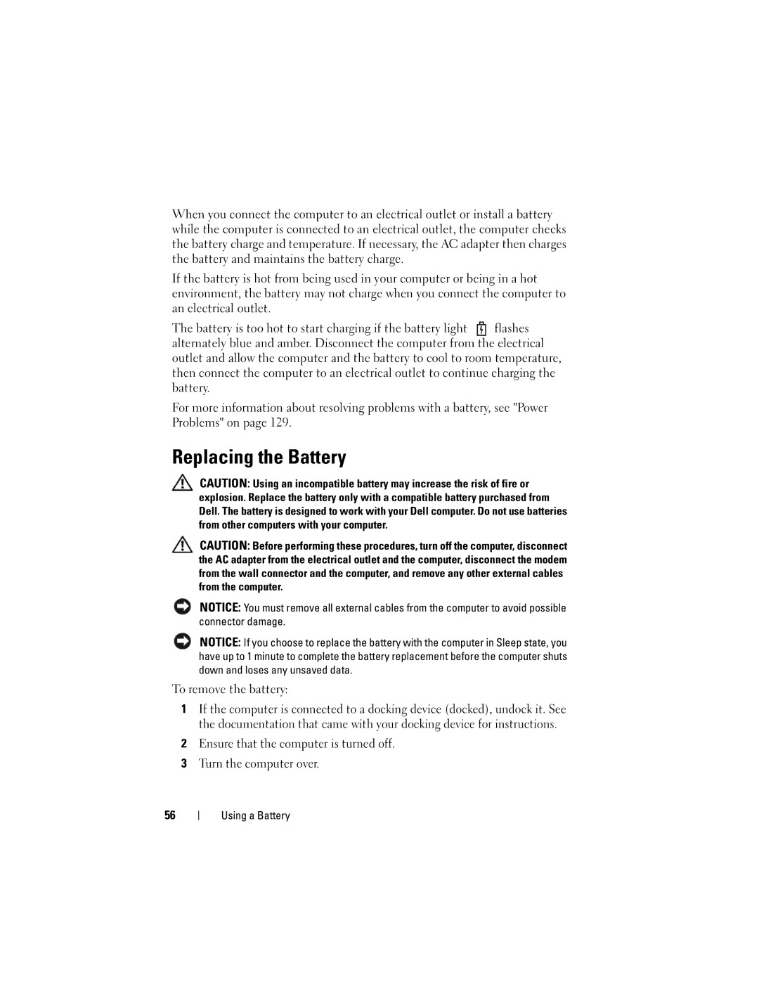 Dell 1700 manual Replacing the Battery, To remove the battery 