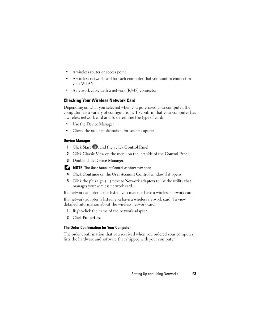 Dell 1700 manual Checking Your Wireless Network Card 