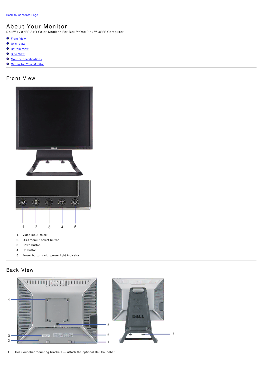 Dell 1707FP appendix About Your Monitor 