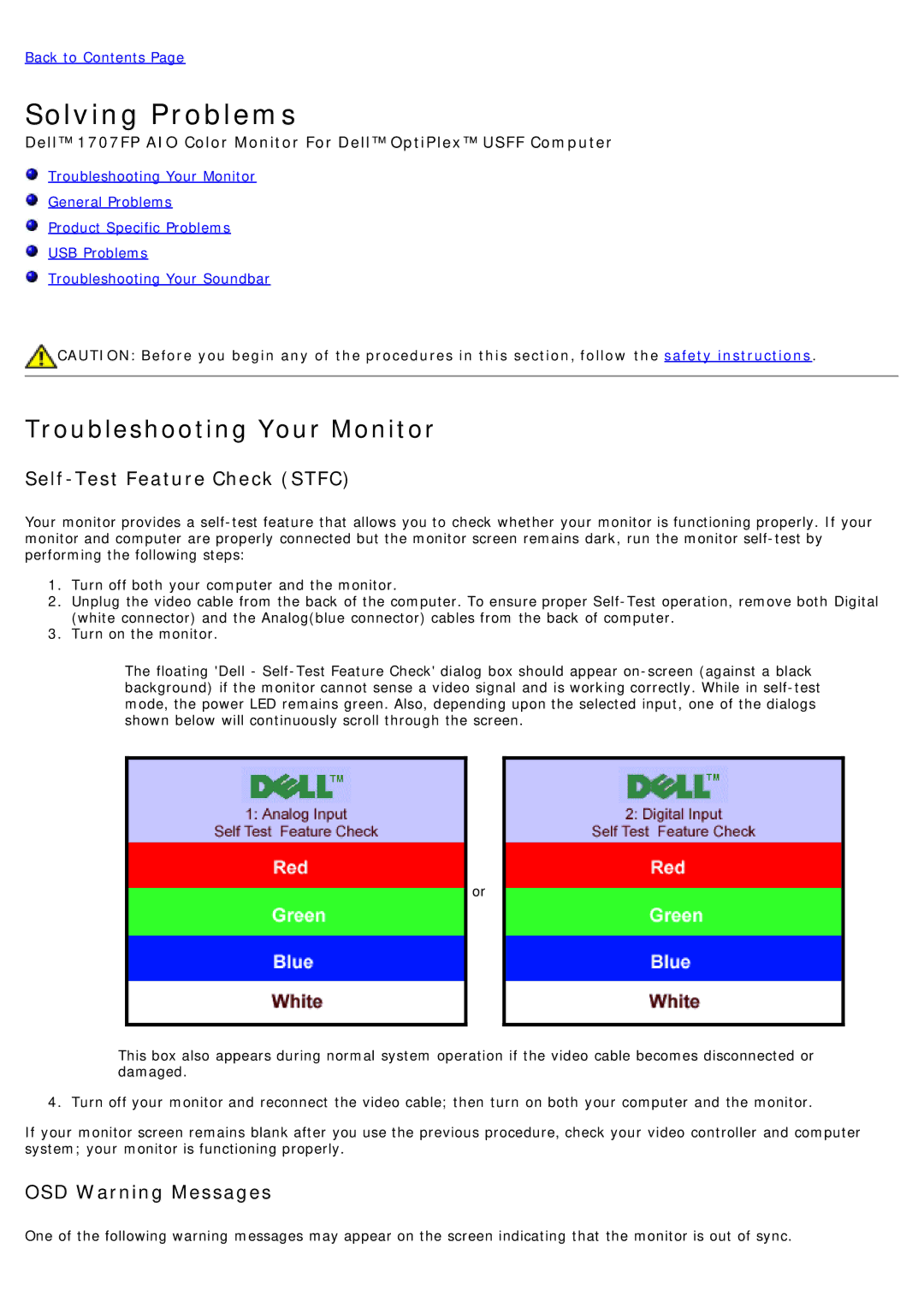 Dell 1707FP appendix Solving Problems 