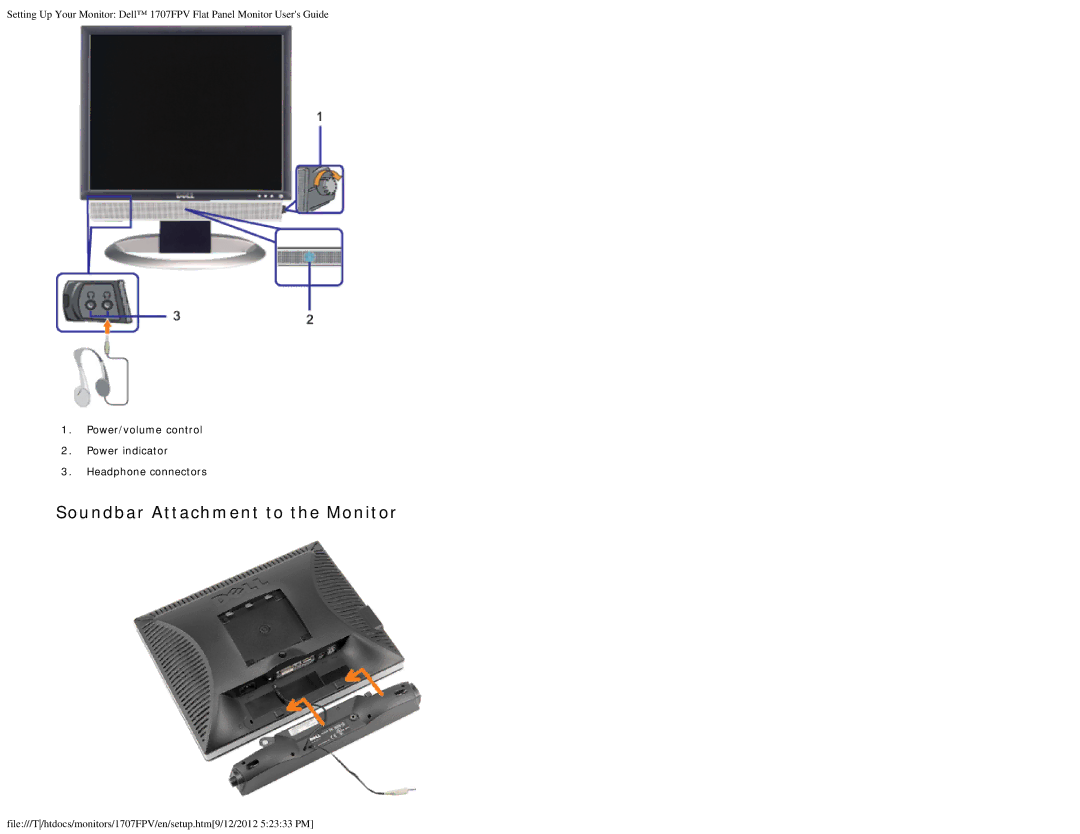 Dell 1707FPV appendix Soundbar Attachment to the Monitor 