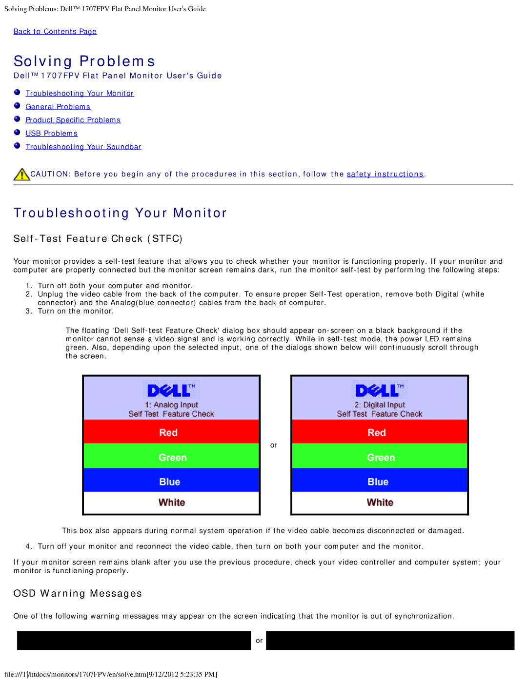 Dell 1707FPV appendix Solving Problems 