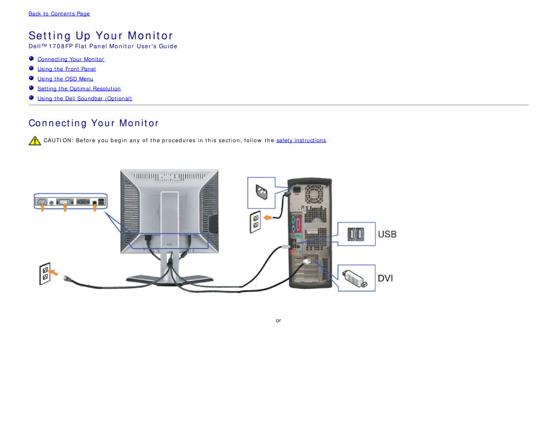 Dell 1708FP appendix Setting Up Your Monitor, Connecting Your Monitor 