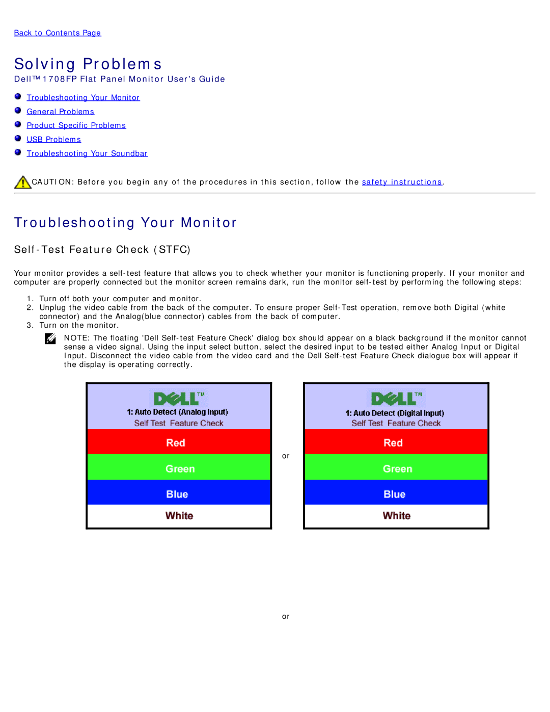 Dell 1708FP appendix Solving Problems 