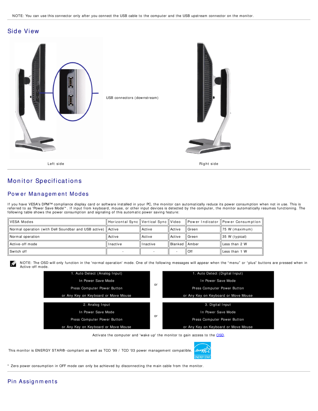 Dell 1708FP appendix Side View 