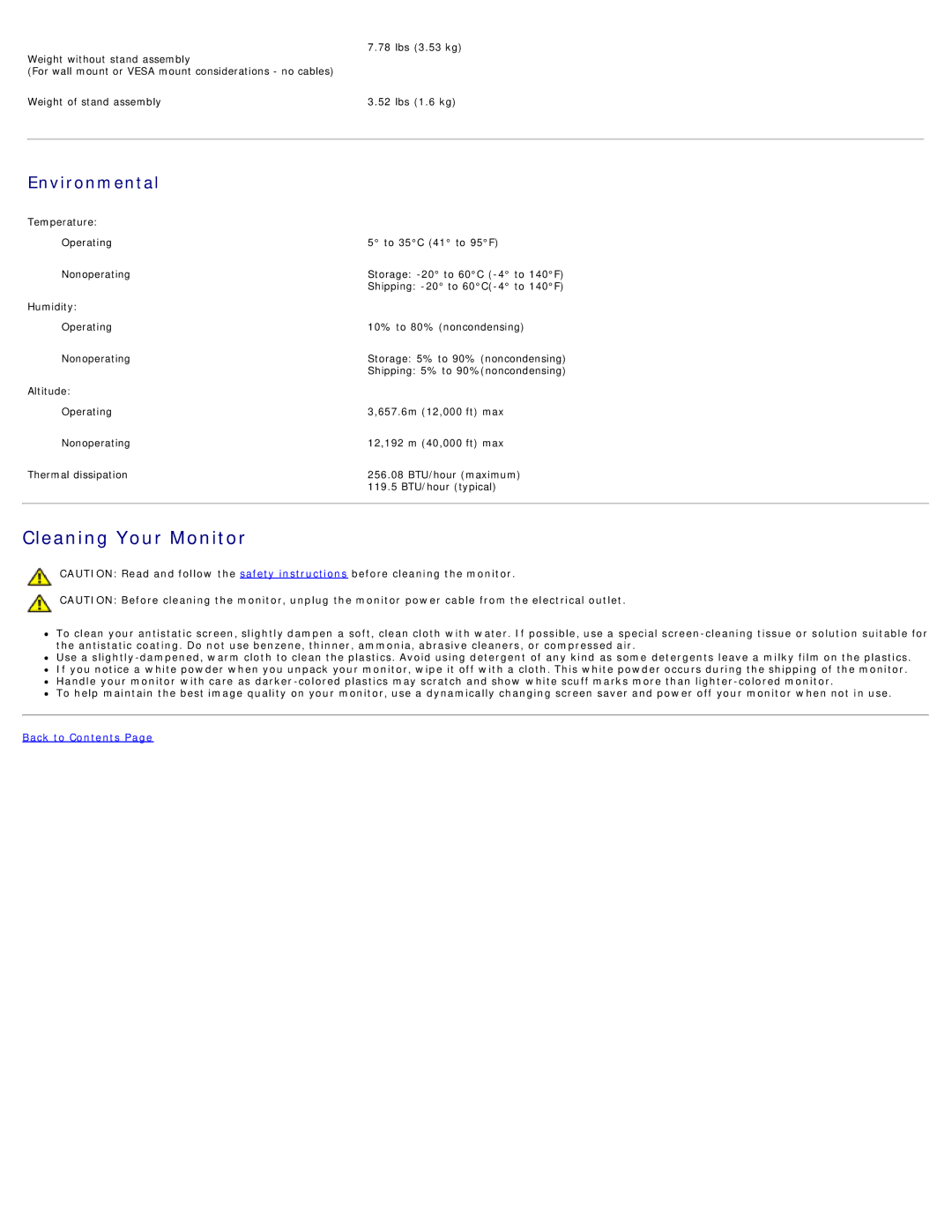 Dell 1708FP appendix Cleaning Your Monitor 