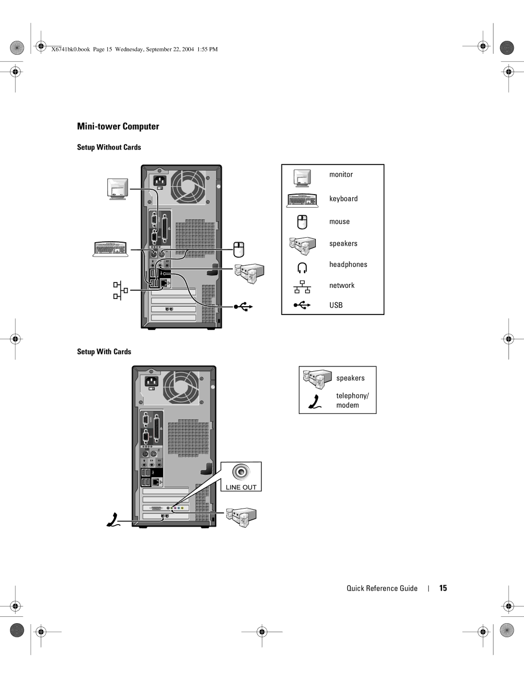 Dell 170L manual Mini-tower Computer, Setup Without Cards Monitor Keyboard Mouse Speakers 