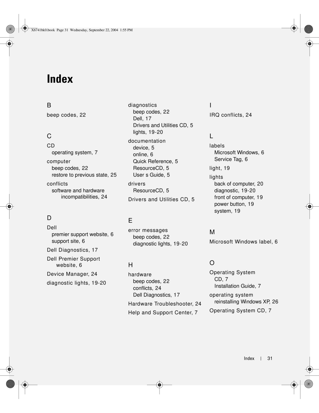 Dell 170L manual Index 