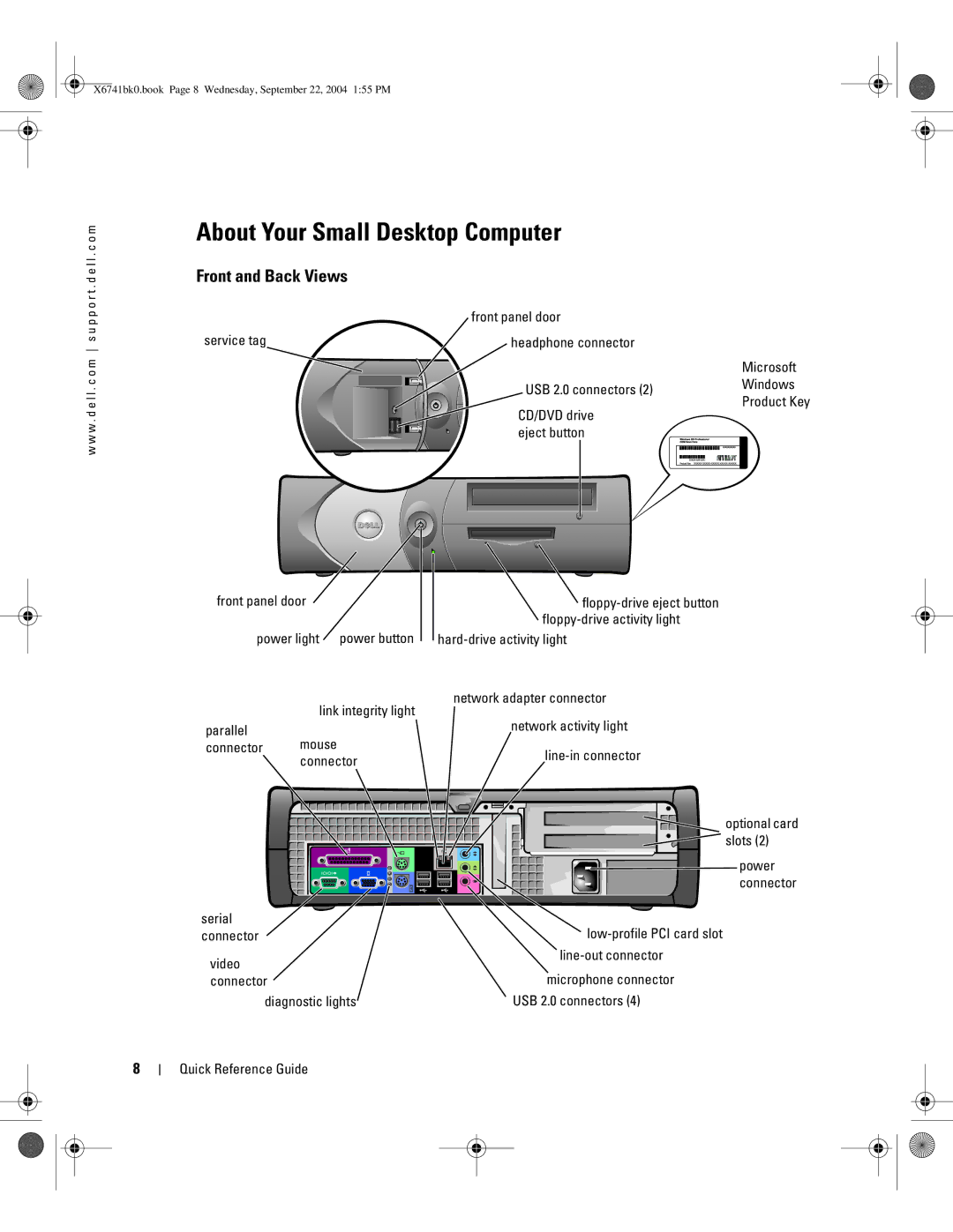 Dell 170L manual About Your Small Desktop Computer, Front and Back Views 