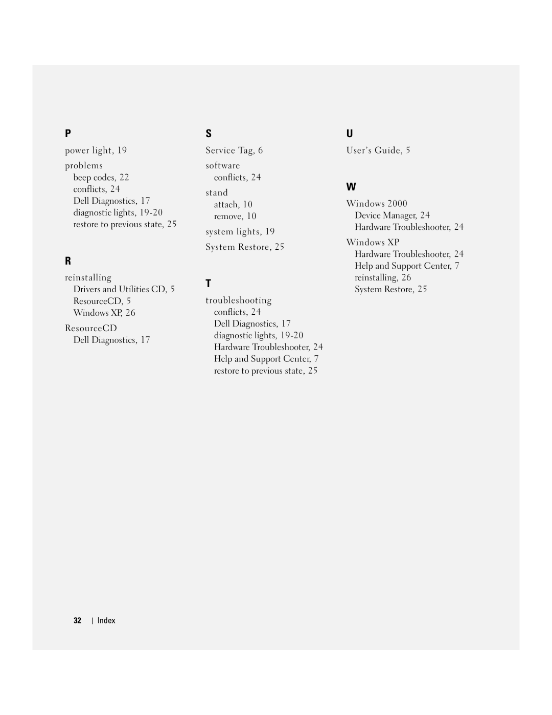 Dell 170L manual Power light Problems beep codes, 22 conflicts 