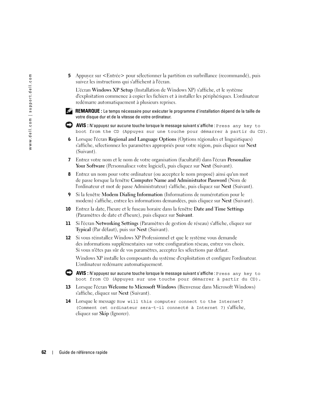 Dell 170L manual Guide de référence rapide 