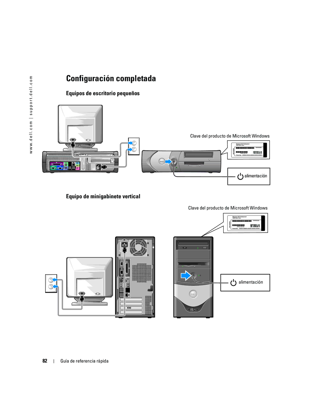 Dell 170L Configuración completada, Equipo de Vertical, Clave del producto de Microsoft Windows Alimentación, Guía de 