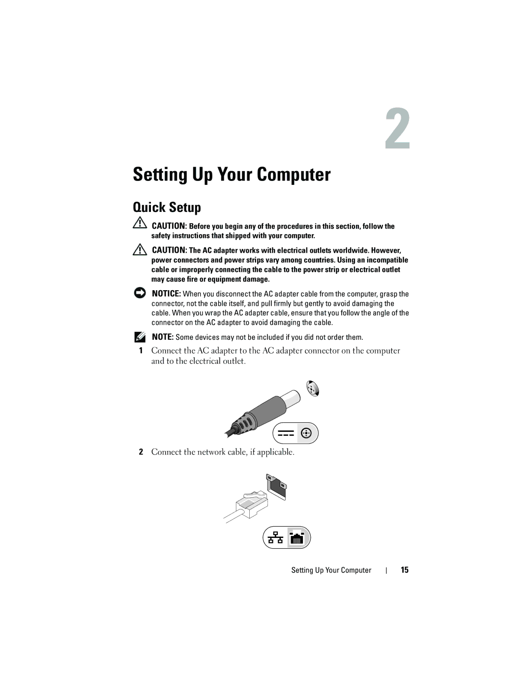 Dell 1310, 1710 manual Setting Up Your Computer, Quick Setup 