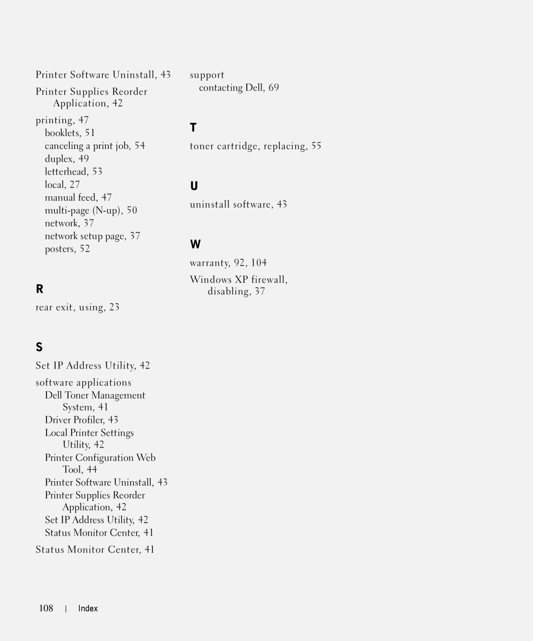 Dell 1710n owner manual Index 