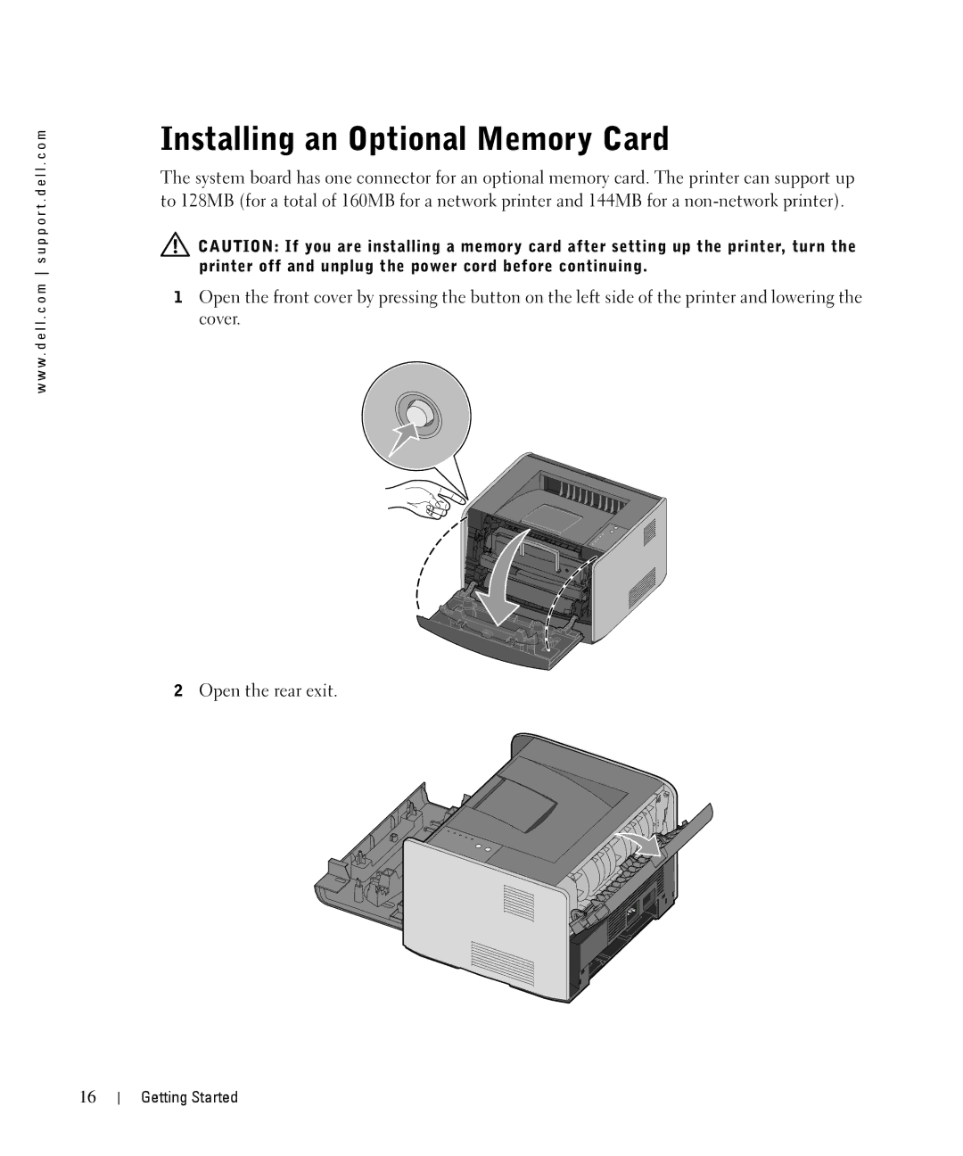 Dell 1710n owner manual Installing an Optional Memory Card 