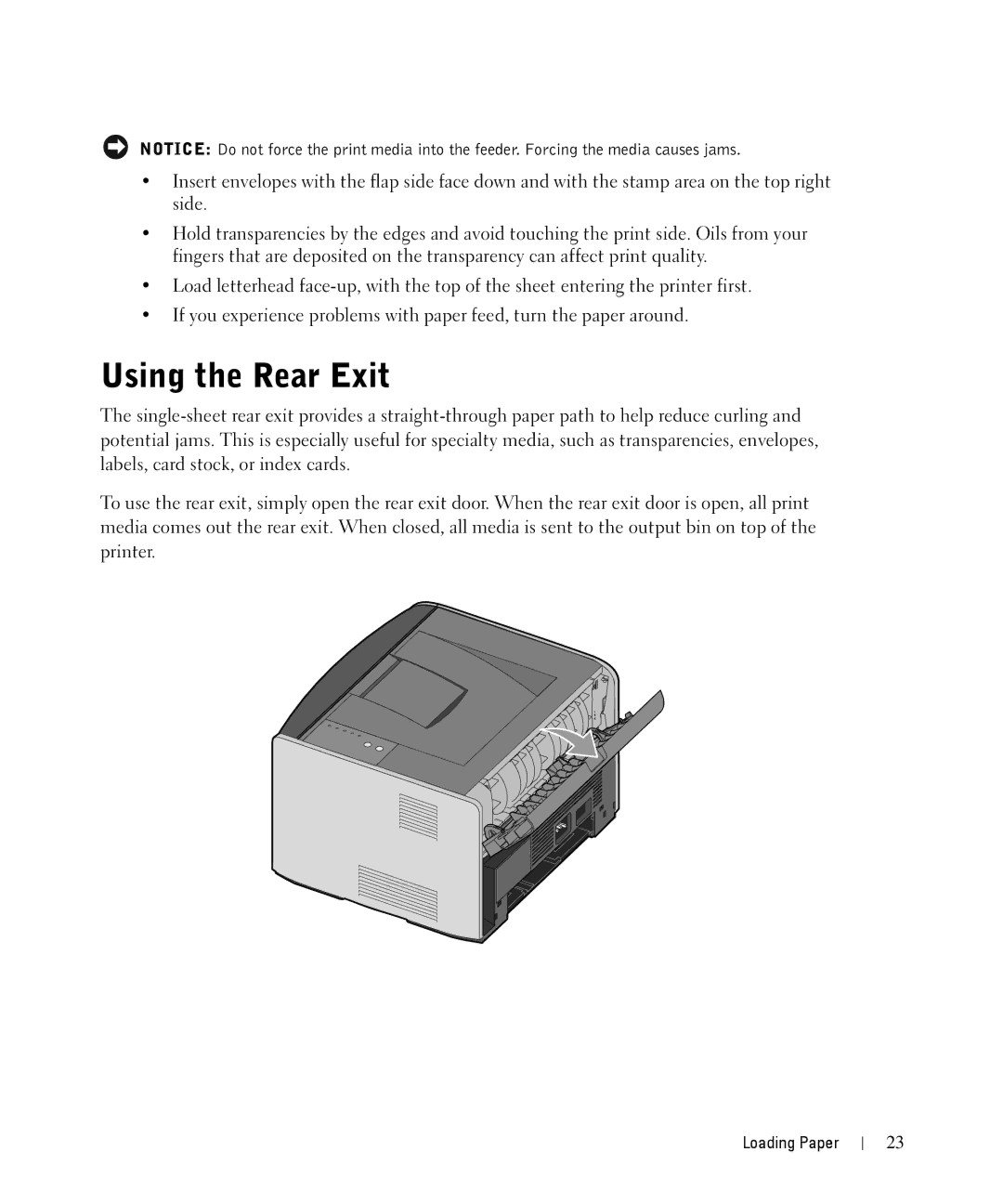 Dell 1710n owner manual Using the Rear Exit 